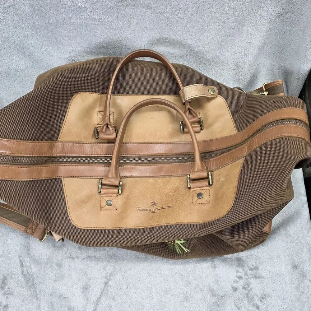 Tommy Bahama Weekender Canvas Paradise Embroidered Carry On Duffle Bag